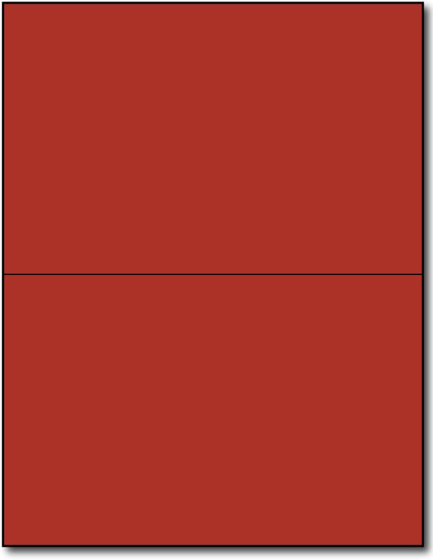 65lb Holiday Red Half Fold Greeting Cards on an 8 1/2 x 11" sheet.