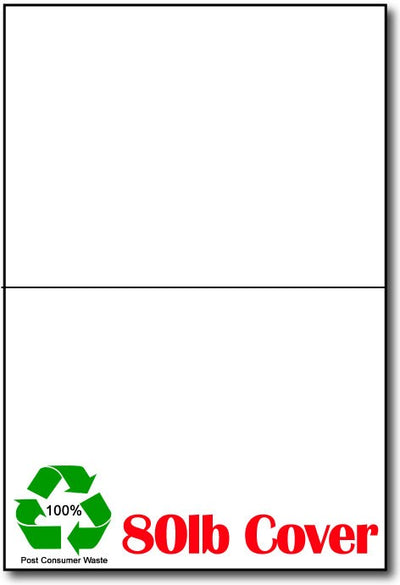 80lb 100% Recycled White A6 Cards measure 4 5/8" x 6 1/4".
