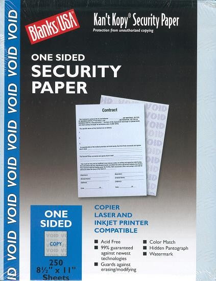 60 lb Blue Security Prescription paper, measure (8 1/2" x 11") , compatible with copier,inkjet and laser , matte both sides