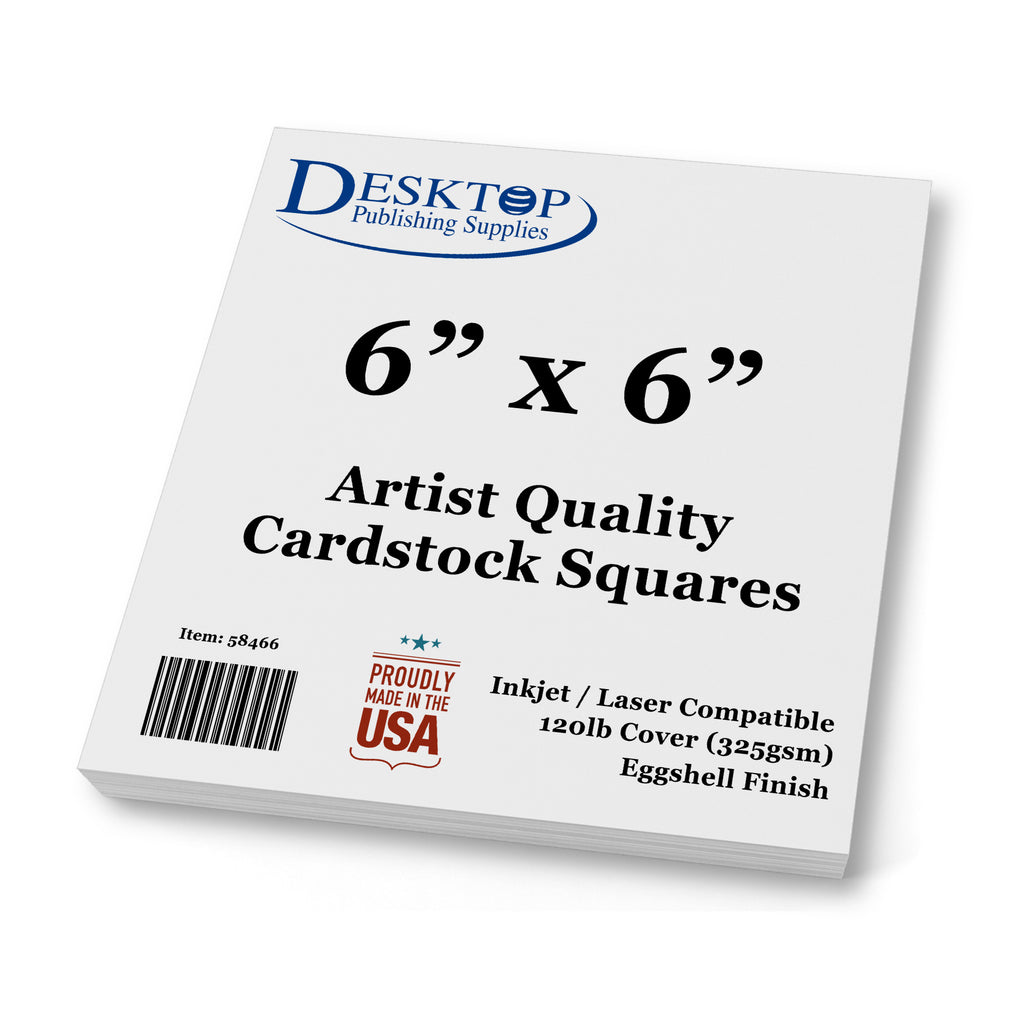 Thick White Square Cardstock - 6" x 6" - 120lb Cover