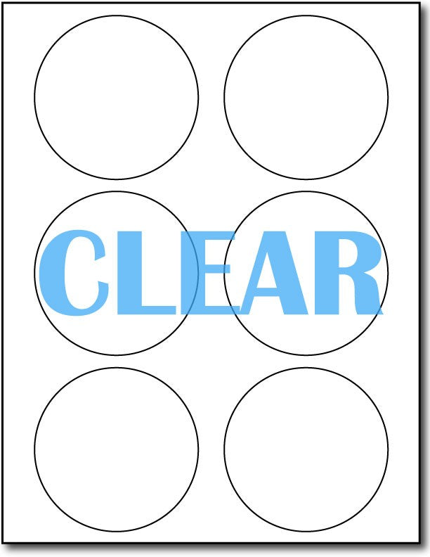 Adhesive Round Labels Crystal Clear Inkjet CardStock , size A6, measure (3 1/3" Round) , compatible with Inkjet Only , Full Gloss