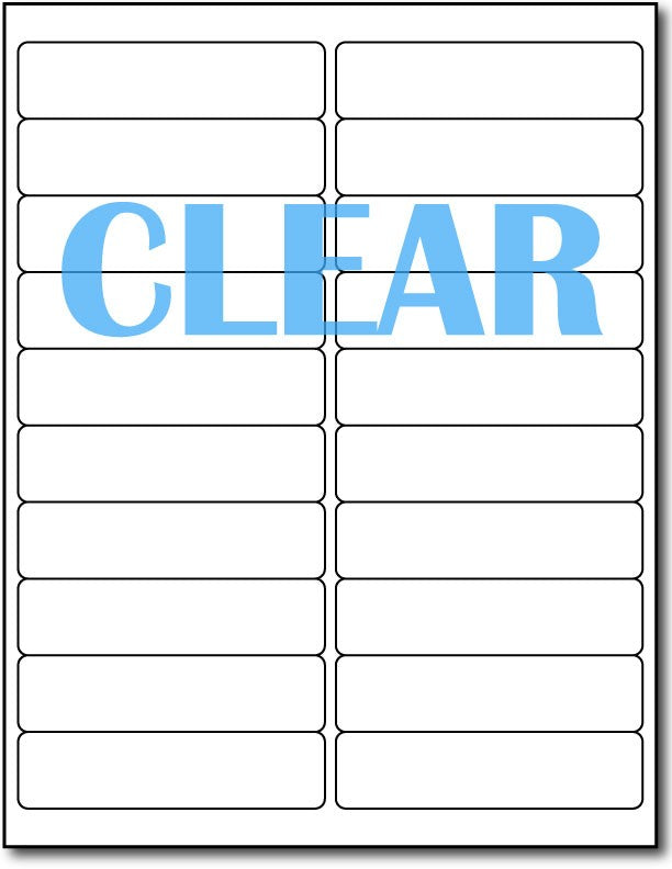 Adhesive Clear Labels CardStock , size A6, measure (1" x 4") , compatible with Laser Only , Full Gloss