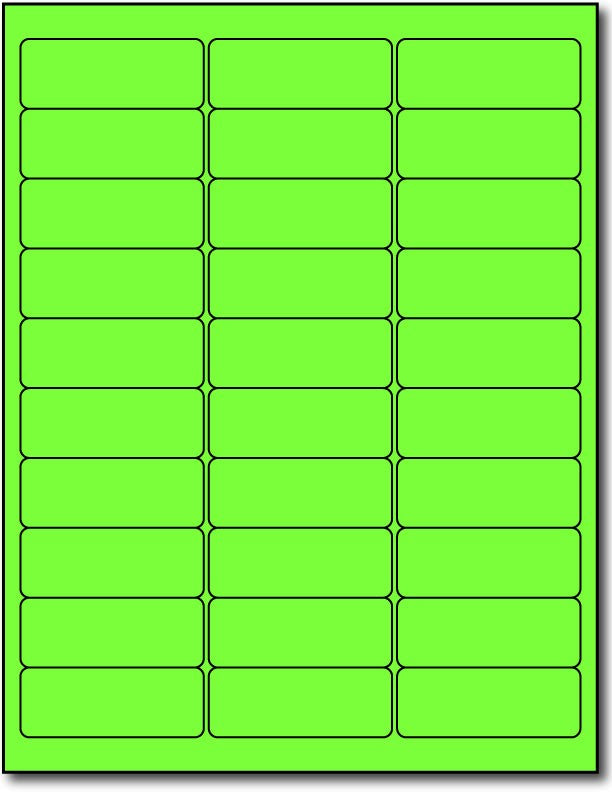 Adhesive Bright Fluorescent Green Address Labels, measure (2 5/8" x 1") , compatible with inkjet and laser, matte both sides