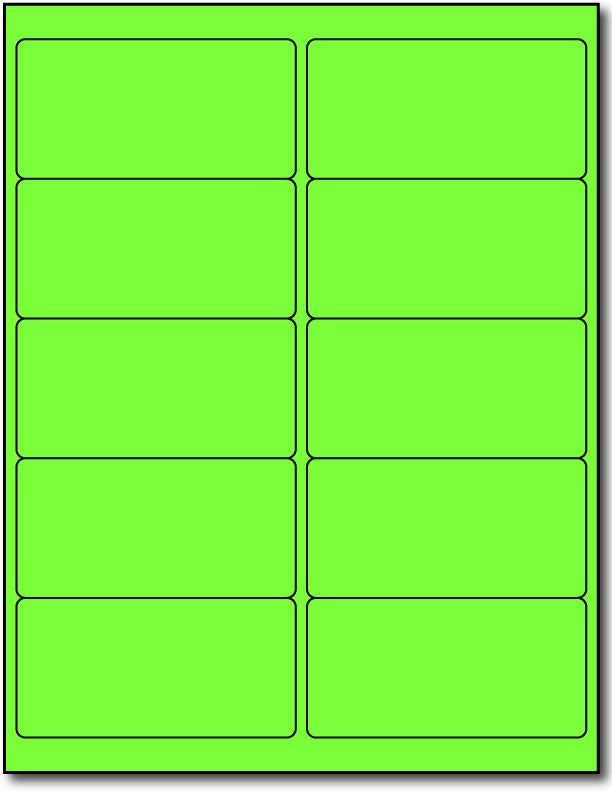 Adhesive Green Fluorescent Address Labels, measure (4" x 2") , compatible with inkjet and laser, matte both sides