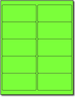 Adhesive Green Fluorescent Address Labels, measure (4" x 2") , compatible  with inkjet and laser, matte both sides