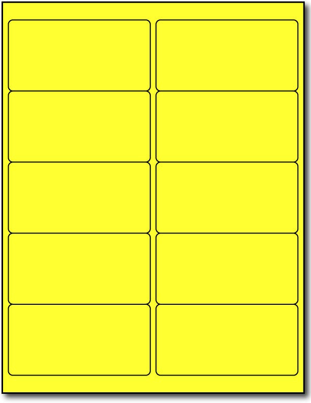 Adhesive Yellow Fluorescent Address Labels, measure (4" x 2") , compatible  with inkjet and laser, matte both sides