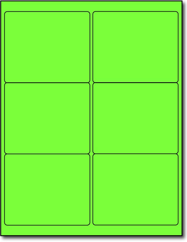 Adhesive Green Fluorescent Labels, measure (4" x 2") , compatible with inkjet and laser, matte both sides