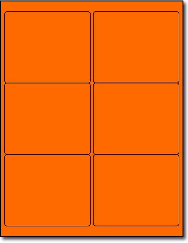 Adhesive Orange Fluorescent shipping Labels, measure (4" x 3 1/3") , compatible with inkjet and laser, matte both sides