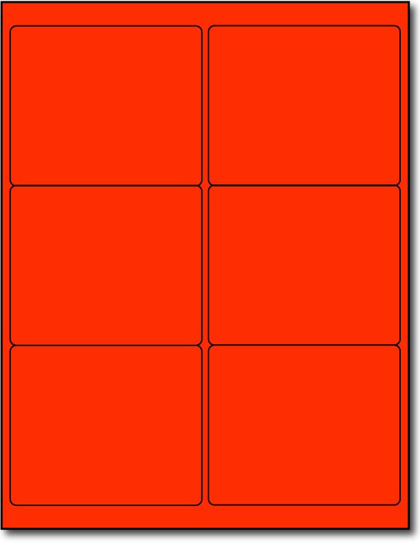 Adhesive Red Fluorescent shipping Labels, measure (4" x 3 1/3") , compatible with copier, inkjet and laser, matte both sides