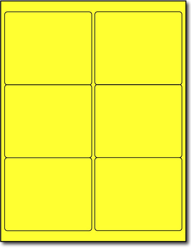 Adhesive Yellow Fluorescent shipping Labels, measure (4" x 3 1/3") , compatible with copier, inkjet and laser, matte both sides