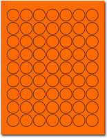 Orange 1" Round Labels - 63up - Permanent Adhesive