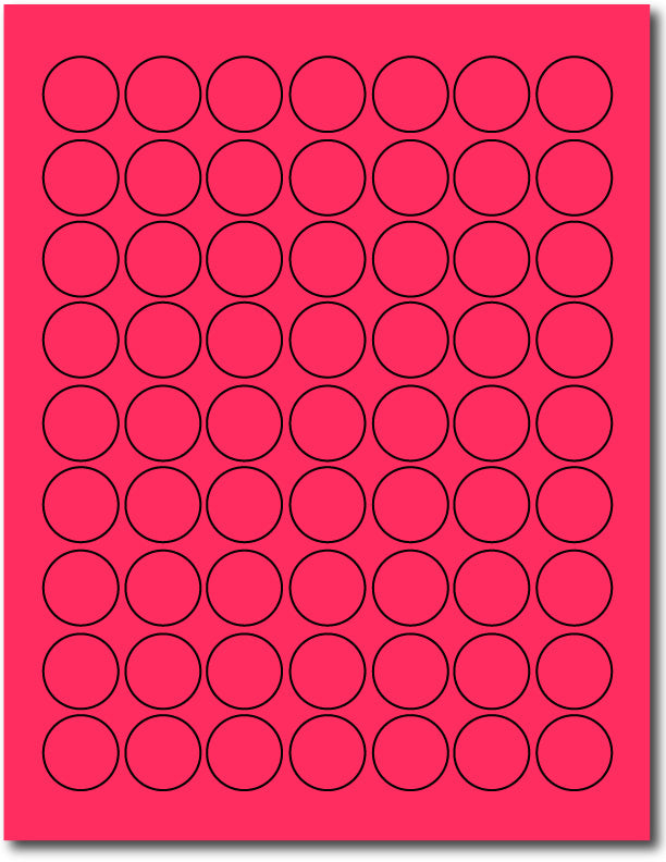 Pink 1" Round Labels - 63up - Permanent Adhesive