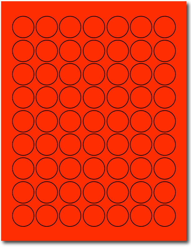 Red 1" Round Labels - 63up - Permanent Adhesive