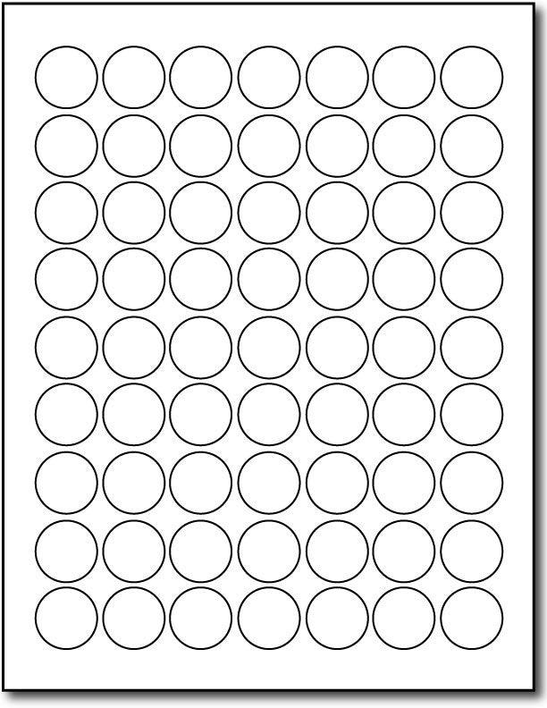 Adhesive 63-Up Round Labels, measure (1" Round) , compatible with inkjet and laser, matte both sides