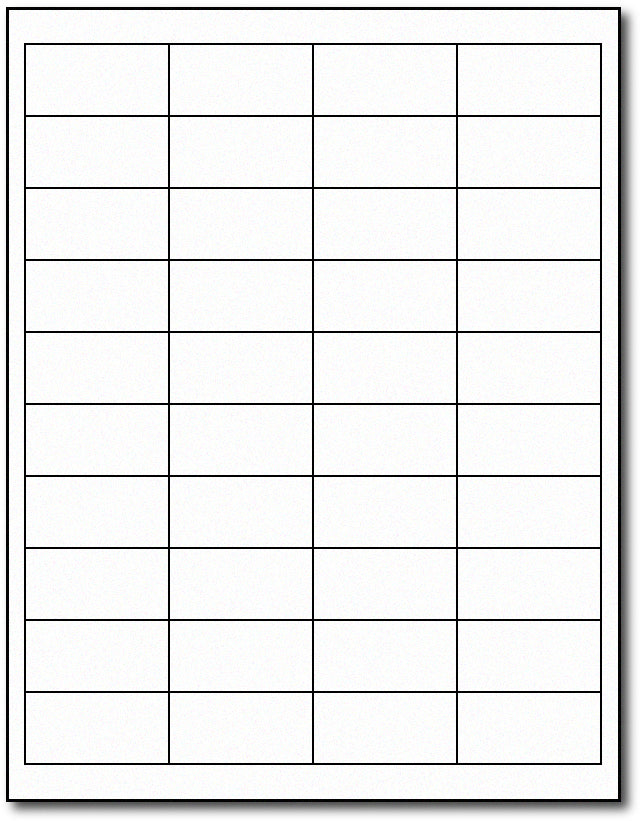 Blank White 1" x 2" Labels - 40up - Permanent Adhesive