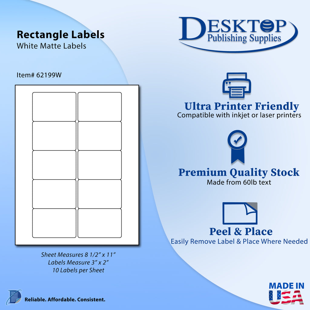 Aazon.co : Preiu Label Supply Glossy White Sticker Labels – 8.5" X 5.5" – (2 Per Sheet