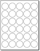 Blank White 1.5" Round Labels - 30up - Permanent Adhesive