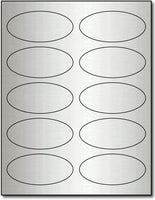 Adhesive  Labels Silve Foil, size A6, measure (1 3/4" x 3 3/4" Oval) , compatible  Laser, Foil