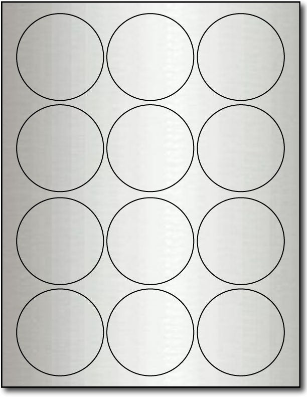 Adhesive Labels Silver Foil, size A6, measure (2 1/2" Round) , compatible Laser, Foil
