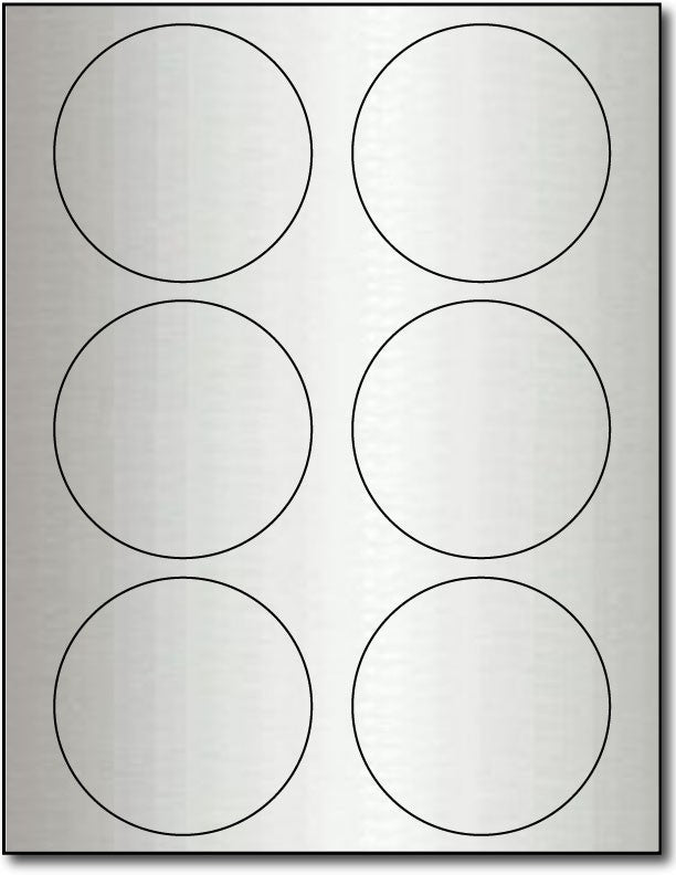 Adhesive Labels Silver Foil, size A6, measure (3 1/3" Round) , compatible Laser, Foil
