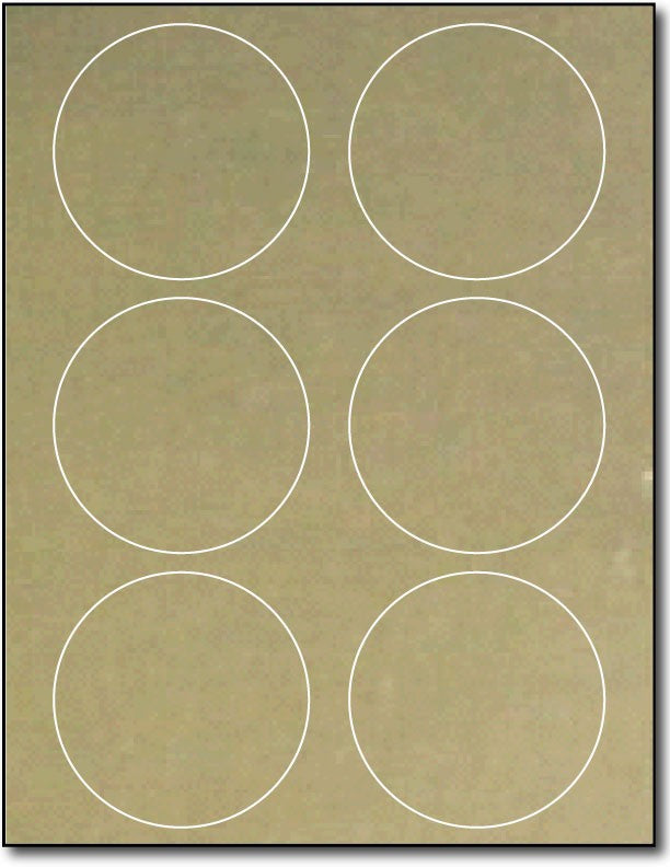 Adhesive Labels Gold Foil, size A6, measure (3 1/3" Round) , compatible Laser, Foil