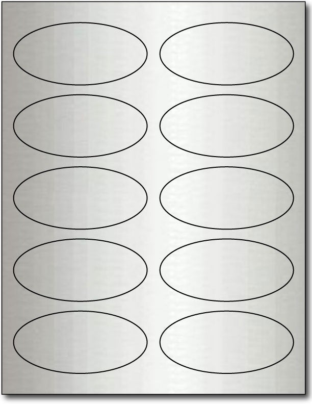 Adhesive Labels Oval Inkjet Silver Foil, size A6, measure (3 7/8" x 2 3/4") , compatible with Inkjet, Foil
