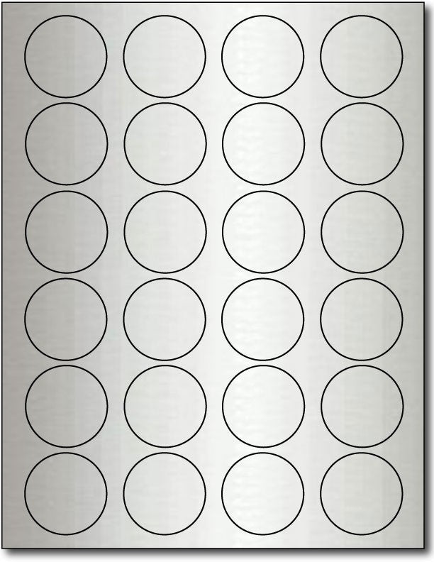 Adhesive Labels Round Inkjet Silver Foil, measure (1 5/8" Round) , compatible with Inkjet, Foil