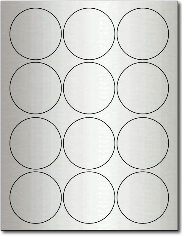 80 lb Labels Round Inkjet Silver Foil, size A6, measure (2 1/2" Round) , compatible with Inkjet, Foil