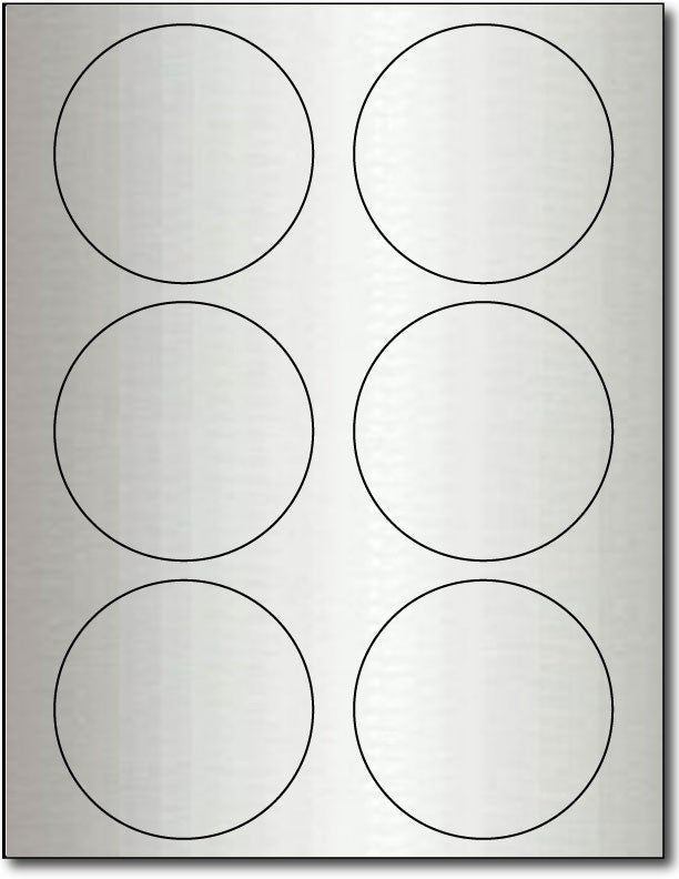 80 lb Labels 2 Round Inkjet Silver Foil, size A6, measure (2 1/2" Round) , compatible with Inkjet, Foil