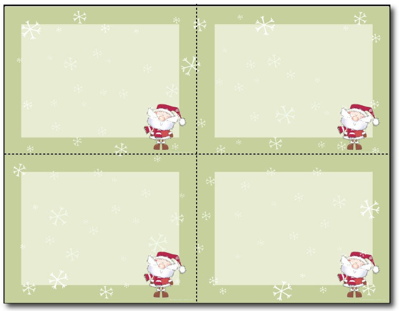 110lb Merry Christmas Santa 4-up Postcards, measure(4 1/4" x 5 1/2"), compatible with inkjet and laser