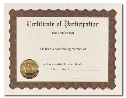 65lb Certificate of Participation Award , measure (8 1/2" x 11") , compatible with inkjet and laser