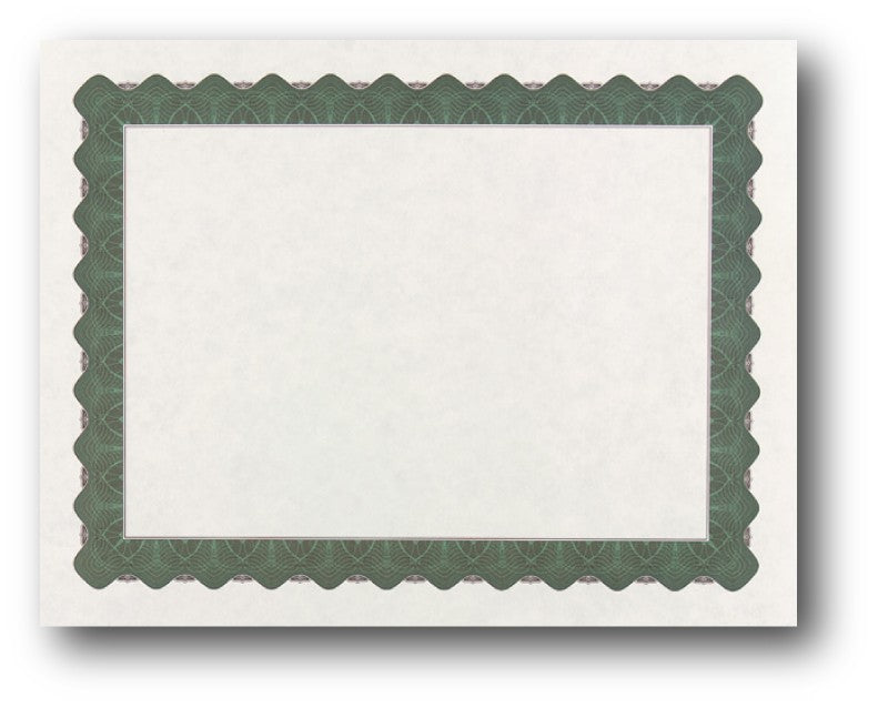 24lb Green Parchment Certificate , measure (8 1/2" x 11") , compatible with inkjet and laser