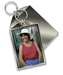 Metallic Key Chain, 2" x 3" Silver