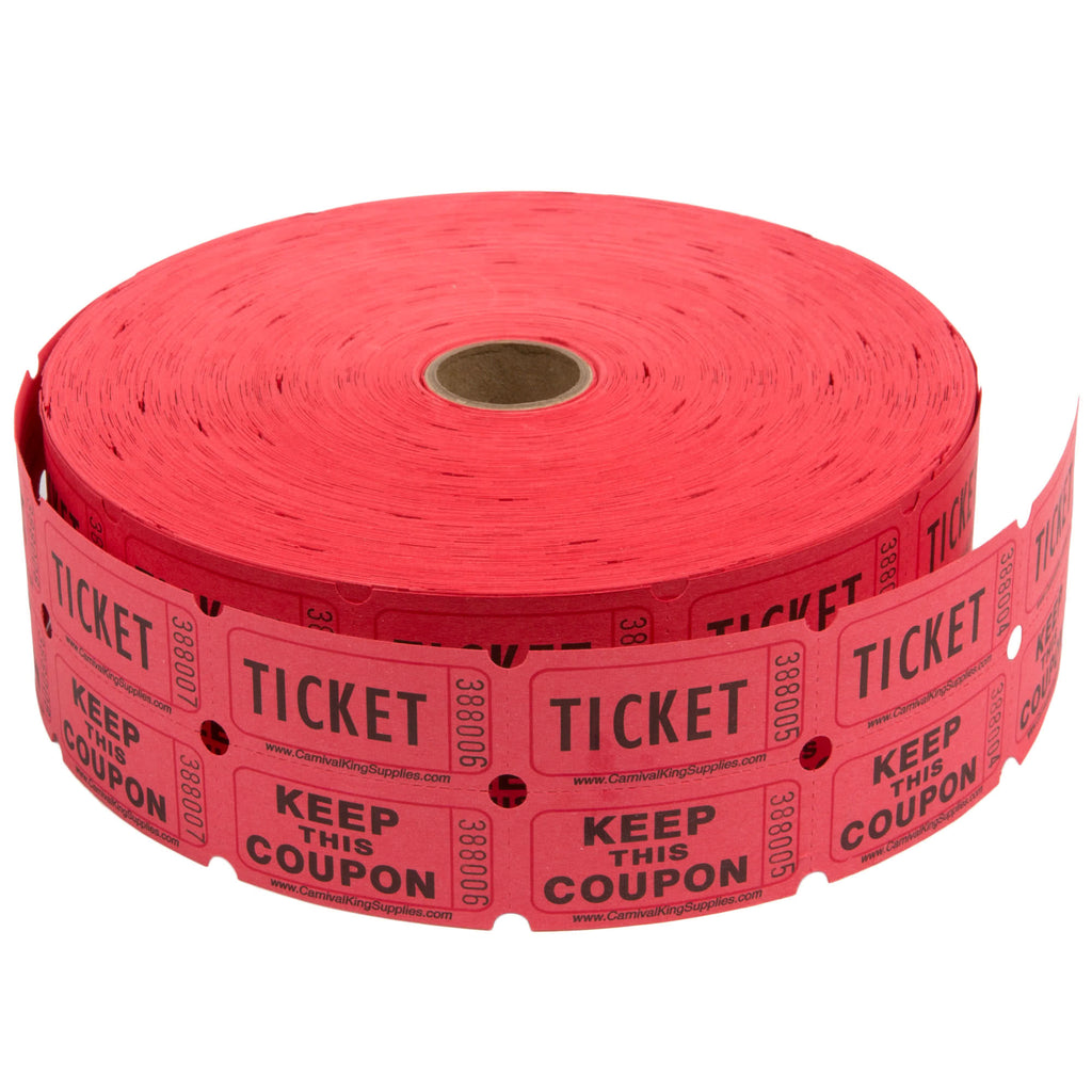 Red Raffle Tickets - Numbered Pieces - Twin Ticket Attached