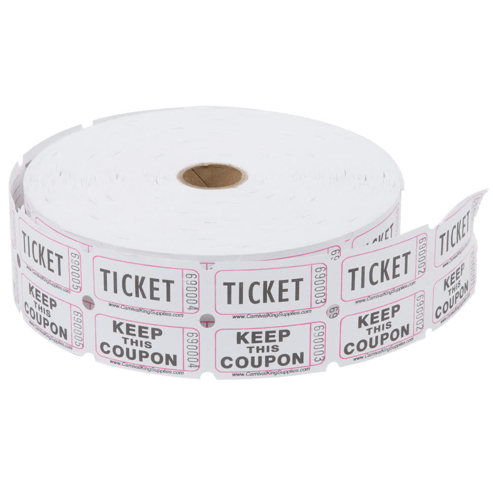 White Raffle Tickets - Numbered Pieces - Twin Ticket Attached