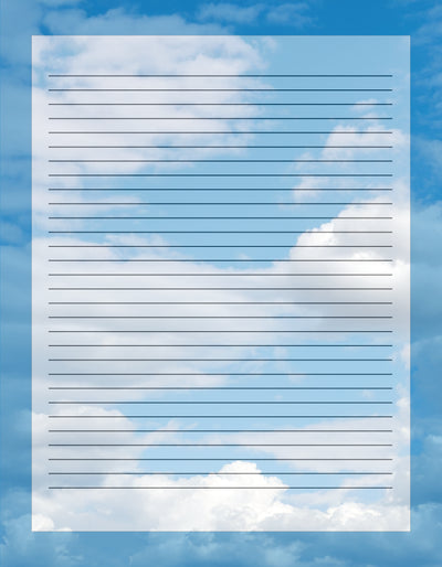 Head in the Clouds Lined Stationery - Lined Letter Writing Paper - 50 Sheets - 8.5 x 11 - Decorative Printer Paper