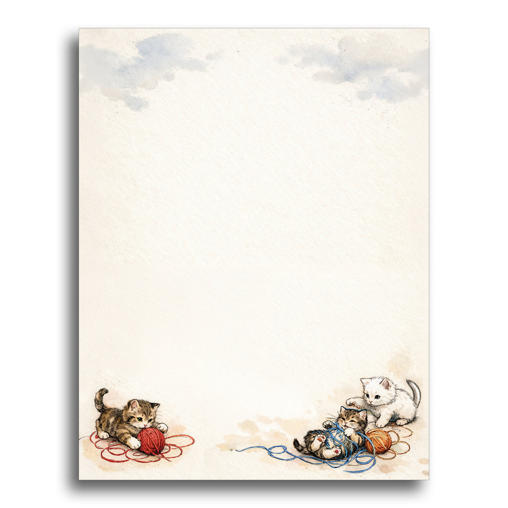 Playful Kittens Stationery Paper – 50 Sheets | 28lb Bond (70lb Text) Premium Writing Paper for Letters, Notes, Invitations & Thank You Cards