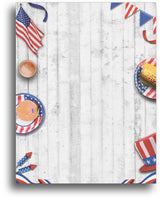 American Patriotic Picnic Stationery Paper - 50 Sheets - Perfect for 4th of July, Veteran's Day, Memorial Day, and other Patriotic Holiday Parties!