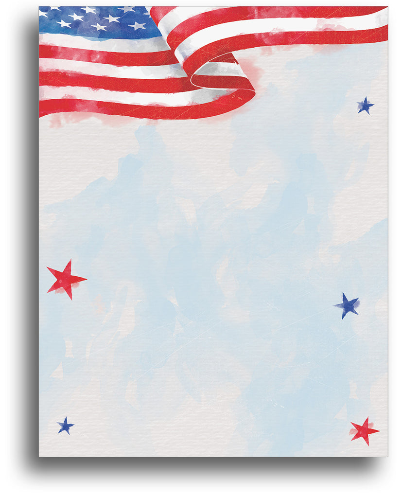 Painted American Flag Stationery Paper Perfect for 4th of July, Veteran's Day, Memorial Day, and other Patriotic Holiday Parties!