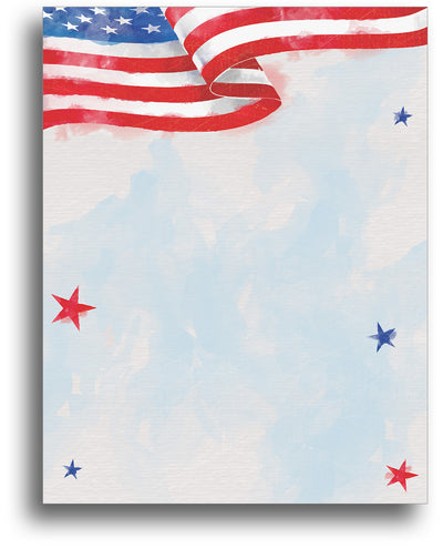 Painted American Flag Stationery Paper Perfect for 4th of July, Veteran's Day, Memorial Day, and other Patriotic Holiday Parties!