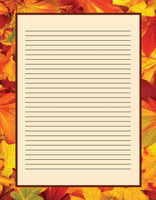 Lovely Fall Leaves Leterhead - Autumn Lined Stationery Letter Writing Paper -  8.5 x 11 - Decorative Fall Printer Paper