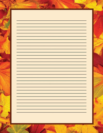 Lovely Fall Leaves Leterhead - Autumn Lined Stationery Letter Writing Paper -  8.5 x 11 - Decorative Fall Printer Paper