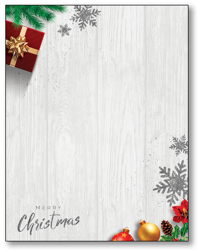 Silver, Gold and a Merry Christmas Stationery Paper for Winter & Holiday Events