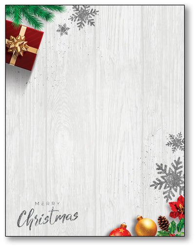 Silver, Gold and a Merry Christmas Stationery Paper for Winter & Holiday Events