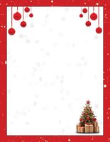 Red Bulbs & Christmas Tree Stationery Paper for Winter & Holiday Events