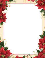 Poinsettia Joy Holiday Stationery Paper - Holiday Lined Letter Writing Paper - 8.5 x 11 - Decorative Printer Paper