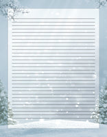 First Snowfall Winter Stationery Paper - Holiday Lined Letter Writing Paper - 50 Sheets - 8.5 x 11 - Decorative Printer Paper