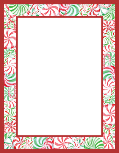 Festive Peppermint Candy Stationery Paper - Festive Red, Green & White Holiday Design for Winter & Christmas Events