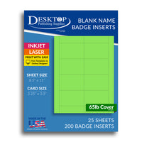 8up 65lb Cover Bright Green Name Badge Inserts