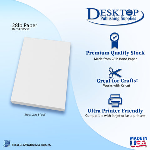 Bright White Blank 5x8 Paper - Premium Feel 70lb Text